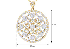 3 Carat Diamond Ornate Circle Necklace In 14K Yellow Gold (9.4 G), 18 Inches (H-I, SI2-I1) By SuperJeweler