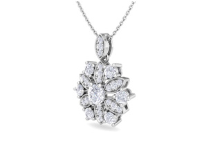 1.25 Carat Diamond Snowflake Statement Necklace In 14K White Gold (3.5 G), 18 Inches (H-I, SI2-I1) By SuperJeweler