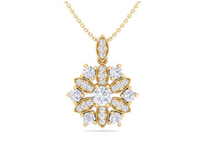 1.25 Carat Diamond Snowflake Statement Necklace In 14K Yellow Gold (3.5 G), 18 Inches (H-I, SI2-I1) By SuperJeweler