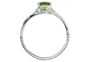 1.5 Carat Oval Shape Peridot & 14 Diamond Ring In Sterling Silver, I-J, Size 4 By SuperJeweler
