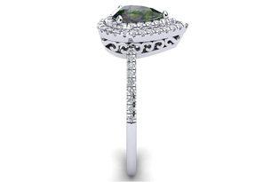 1 Carat Pear Shape Mystic Topaz & Double Halo 62 Diamond Ring In Sterling Silver, I-J, Size 4 By SuperJeweler