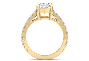 3 Carat Cushion Cut Lab Grown Diamond Classic Engagement Ring In 14K Yellow Gold (5.1 G) (G-H, VS2) By SuperJeweler