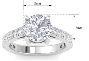 3 Carat Round Lab Grown Diamond Classic Engagement Ring In 14K White Gold (5.2 G) (G-H, VS2) By SuperJeweler