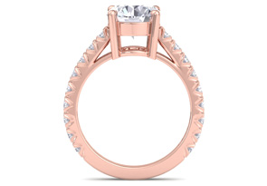 3 Carat Round Lab Grown Diamond Classic Engagement Ring In 14K Rose Gold (5.2 G) (G-H, VS2) By SuperJeweler