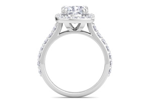 3 Carat Cushion Cut Lab Grown Diamond Halo Engagement Ring In 14K White Gold (5.3 G) (G-H, VS2) By SuperJeweler