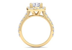 3 Carat Cushion Cut Lab Grown Diamond Halo Engagement Ring In 14K Yellow Gold (5.3 G) (G-H, VS2) By SuperJeweler