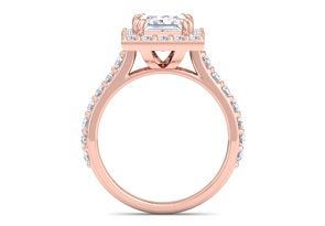 3 Carat Princess Cut Lab Grown Diamond Halo Engagement Ring In 14K Rose Gold (5.3 G) (G-H, VS2) By SuperJeweler