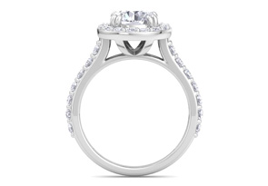 3 Carat Round Lab Grown Diamond Halo Engagement Ring In 14K White Gold (5 G) (G-H, VS2) By SuperJeweler