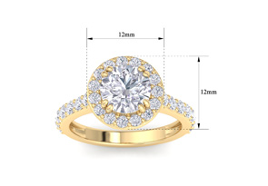 3 Carat Round Lab Grown Diamond Halo Engagement Ring In 14K Yellow Gold (5 G) (G-H, VS2) By SuperJeweler