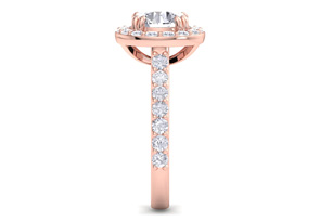 3 Carat Round Lab Grown Diamond Halo Engagement Ring In 14K Rose Gold (5 G) (G-H, VS2) By SuperJeweler