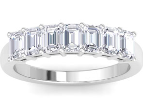 1 Carat Emerald Cut 7 7 Diamond Ring In 14K White Gold (2.4 G) (G-H, SI1), Size 4 By SuperJeweler