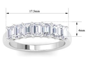 1 Carat Emerald Cut 7 7 Diamond Ring In 14K White Gold (2.4 G) (G-H, SI1), Size 4 By SuperJeweler