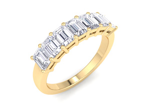 1 Carat Emerald Cut 7 7 Diamond Ring In 14K Yellow Gold (2.4 G) (G-H, SI1), Size 4 By SuperJeweler