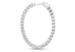3 Carat Oval Shape Diamond Inside Out Hoop Earrings In 14K White Gold (6 G) (H-I, SI2-I1) By SuperJeweler