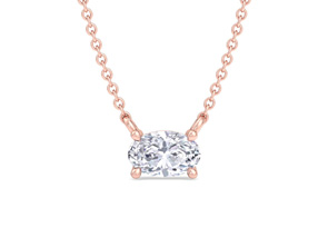 1/3 Carat Oval Shape Lab Grown Diamond Solitaire Necklace In 14K Rose Gold (1.30 G) (G-H, VS2), 18 Inch Chain By SuperJeweler