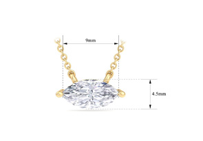 3/4 Carat Marquise Shape Lab Grown Diamond Solitaire Necklace In 14K Yellow Gold (1.40 G) (G-H, VS2), 18 Inch Chain By SuperJeweler