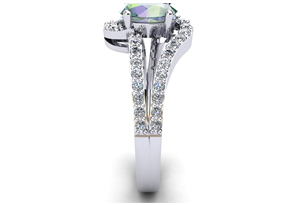 1.40 Carat Oval Shape Mystic Topaz & Fancy 42 Diamond Ring In Sterling Silver, I-J, Size 4 By SuperJeweler