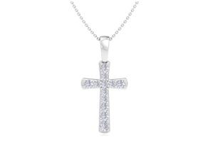 ThyDiamondâ¢ 0.15 Carat Diamond Cross Necklace In 14K White Gold (1.64 G), 18 Inches (I-J, I1-I2)