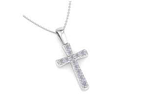 ThyDiamondâ¢ 0.15 Carat Diamond Cross Necklace In 14K White Gold (1.64 G), 18 Inches (I-J, I1-I2)