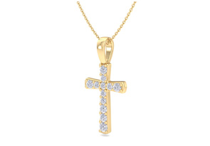 ThyDiamondâ¢ 0.15 Carat Diamond Cross Necklace In 14K Yellow Gold (1.64 G), 18 Inches (I-J, I1-I2)