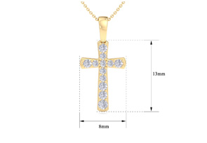 ThyDiamondâ¢ 0.15 Carat Diamond Cross Necklace In 14K Yellow Gold (1.64 G), 18 Inches (I-J, I1-I2)