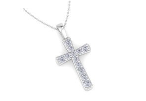 ThyDiamondâ¢ 1/4 Carat Diamond Cross Necklace In 14K White Gold (2.24 G), 18 Inches (I-J, I1-I2)