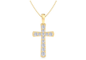 ThyDiamondâ¢ 1/4 Carat Diamond Cross Necklace In 14K Yellow Gold (2.24 G), 18 Inches (I-J, I1-I2)