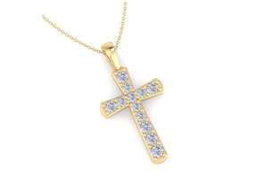 ThyDiamondâ¢ 1/4 Carat Diamond Cross Necklace In 14K Yellow Gold (2.24 G), 18 Inches (I-J, I1-I2)