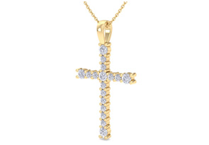ThyDiamondâ¢ 1/3 Carat Diamond Cross Necklace In 14K Yellow Gold (2.1 G), 18 Inches (I-J, I1-I2)