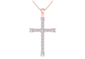 ThyDiamondâ¢ 1/3 Carat Diamond Cross Necklace In 14K Rose Gold (2.1 G), 18 Inches (I-J, I1-I2)