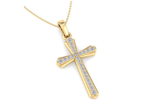 ThyDiamondâ¢ 0.15 Carat Diamond Cross Necklace In 14K Yellow Gold (2.2 G), 18 Inches (I-J, I1-I2)