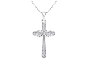 ThyDiamondâ¢ 0.15 Carat Diamond Cross Necklace W/ Filigree In 14K White Gold (2.2 G), 18 Inches (I-J, I1-I2)