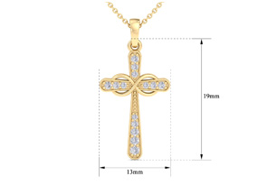 ThyDiamondâ¢ 0.15 Carat Diamond Cross Necklace W/ Filigree In 14K Yellow Gold (2.2 G), 18 Inches (I-J, I1-I2)