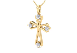 ThyDiamondâ¢ 0.40 Carat Diamond Cross Necklace In 14K Yellow Gold (3.8 G), 18 Inches (I-J, I1-I2)