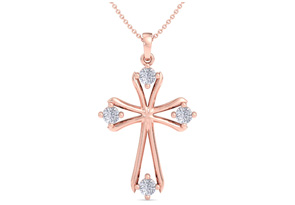 ThyDiamondâ¢ 0.40 Carat Diamond Cross Necklace In 14K Rose Gold (3.8 G), 18 Inches (I-J, I1-I2)
