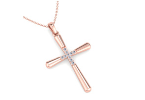 ThyDiamondâ¢ 0.08 Carat Diamond Cross Necklace In 14K Rose Gold (2.6 G), 18 Inches (I-J, I1-I2)