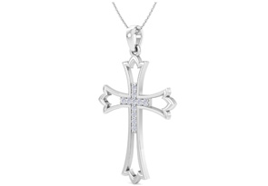 ThyDiamondâ¢ 1/10 Carat Diamond Cross Necklace In 14K White Gold (2.6 G), 18 Inches (I-J, I1-I2)