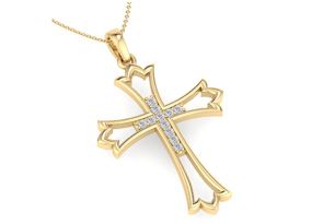 ThyDiamondâ¢ 1/10 Carat Diamond Cross Necklace In 14K Yellow Gold (2.6 G), 18 Inches (I-J, I1-I2)