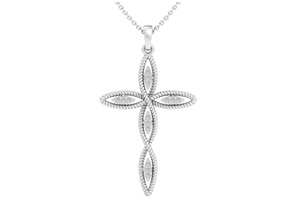 ThyDiamondâ¢ 0.08 Carat Diamond Cross Necklace W/ Ornate Design In 14K White Gold (2.6 G), 18 Inches (I-J, I1-I2)