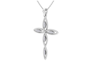 ThyDiamondâ¢ 0.08 Carat Diamond Cross Necklace W/ Ornate Design In 14K White Gold (2.6 G), 18 Inches (I-J, I1-I2)