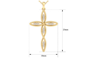 ThyDiamondâ¢ 0.08 Carat Diamond Cross Necklace W/ Ornate Design In 14K Yellow Gold (2.6 G), 18 Inches (I-J, I1-I2)