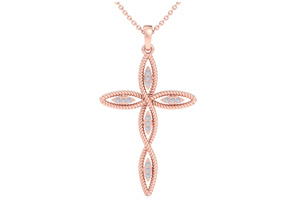 ThyDiamondâ¢ 0.08 Carat Diamond Cross Necklace W/ Ornate Design In 14K Rose Gold (2.6 G), 18 Inches (I-J, I1-I2)