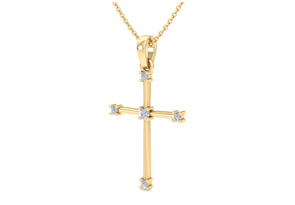 ThyDiamondâ¢ 0.06 Carat Slim Diamond Cross Necklacen In 14K Yellow Gold (1.75 G), 18 Inches (I-J, I1-I2)