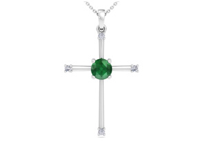 ThyDiamondâ¢ 1/2 Carat Emerald Cut & Diamond Cross Necklace In 14K White Gold (2.6 G), 18 Inches (I-J, I1-I2)