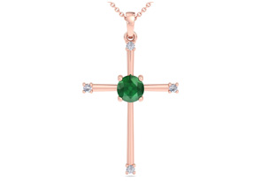 ThyDiamondâ¢ 1/2 Carat Emerald Cut & Diamond Cross Necklace In 14K Rose Gold (2.6 G), 18 Inches (I-J, I1-I2)