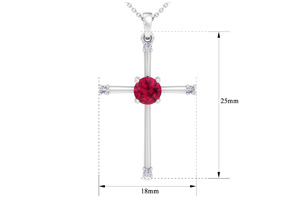 ThyDiamondâ¢ 1/2 Carat Ruby & Diamond Cross Necklace In 14K White Gold (2.6 G), 18 Inches (I-J, I1-I2)