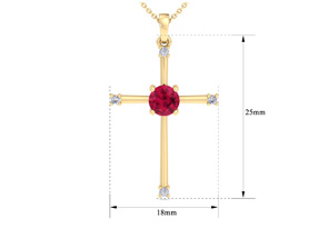 ThyDiamondâ¢ 1/2 Carat Ruby & Diamond Cross Necklace In 14K Yellow Gold (2.6 G), 18 Inches (I-J, I1-I2)