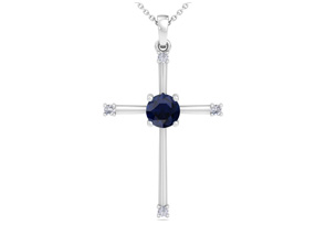 ThyDiamondâ¢ 1/2 Carat Sapphire & Diamond Cross Necklace In 14K White Gold (2.6 G), 18 Inches (I-J, I1-I2)