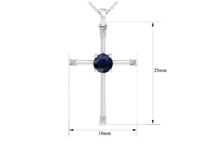 ThyDiamondâ¢ 1/2 Carat Sapphire & Diamond Cross Necklace In 14K White Gold (2.6 G), 18 Inches (I-J, I1-I2)