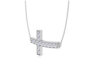 ThyDiamondâ¢ 1 1/5 Carat Diamond Sideways Cross Necklace In 14K White Gold (5 G), 18 Inches (I-J, I1-I2)